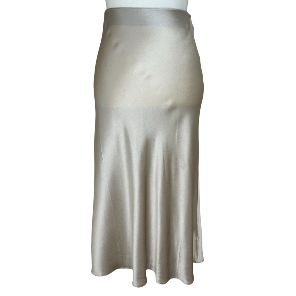 Quince Satin Midi Skirt in Light Champagne - Picture 2 of 7